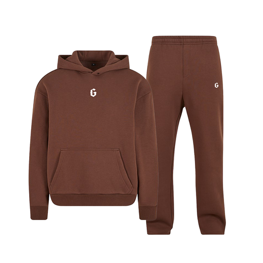 Ghazi Core Embroidered Brown Track Pants Tracksuit
