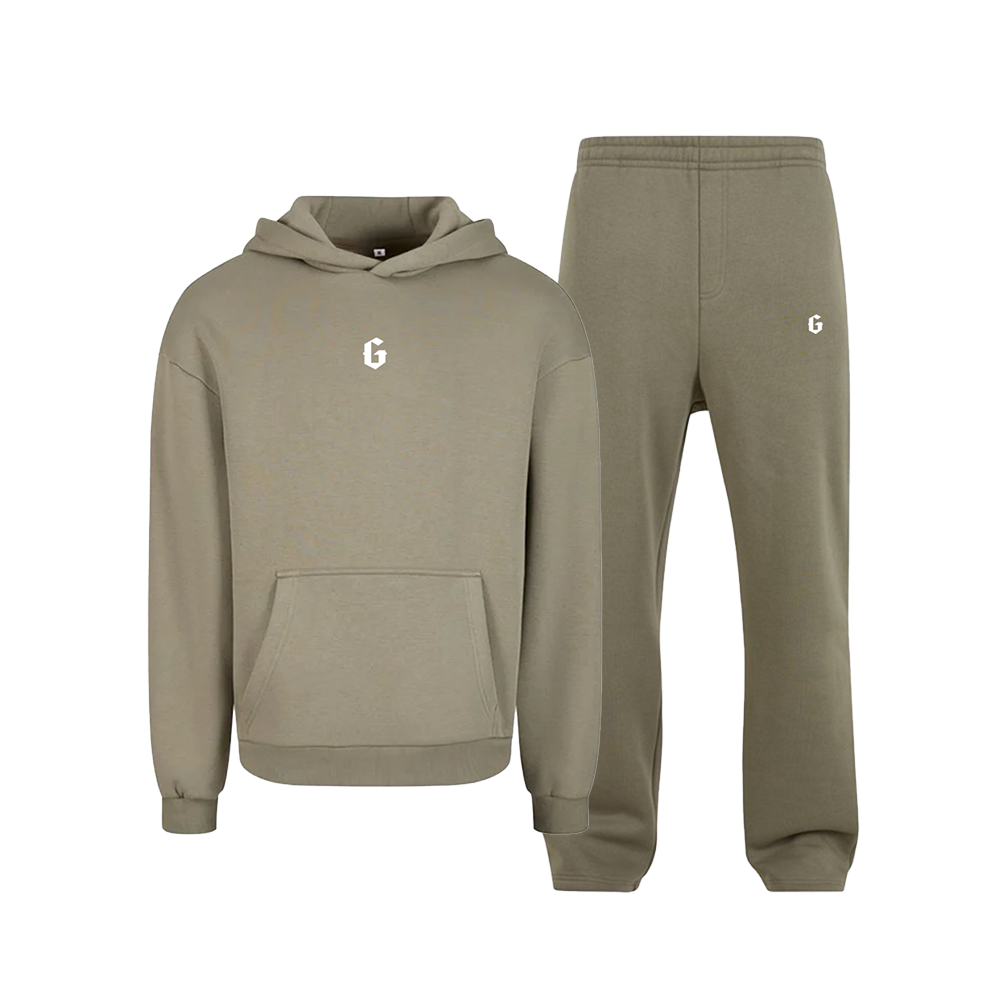 Ghazi Core Embroidered Khaki Track Pants Tracksuit