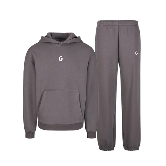 Ghazi Core Embroidered Charcoal Sweat Pants Tracksuit