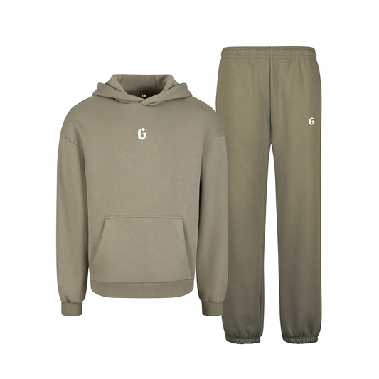 Ghazi Core Embroidered Khaki Sweat Pants Tracksuit