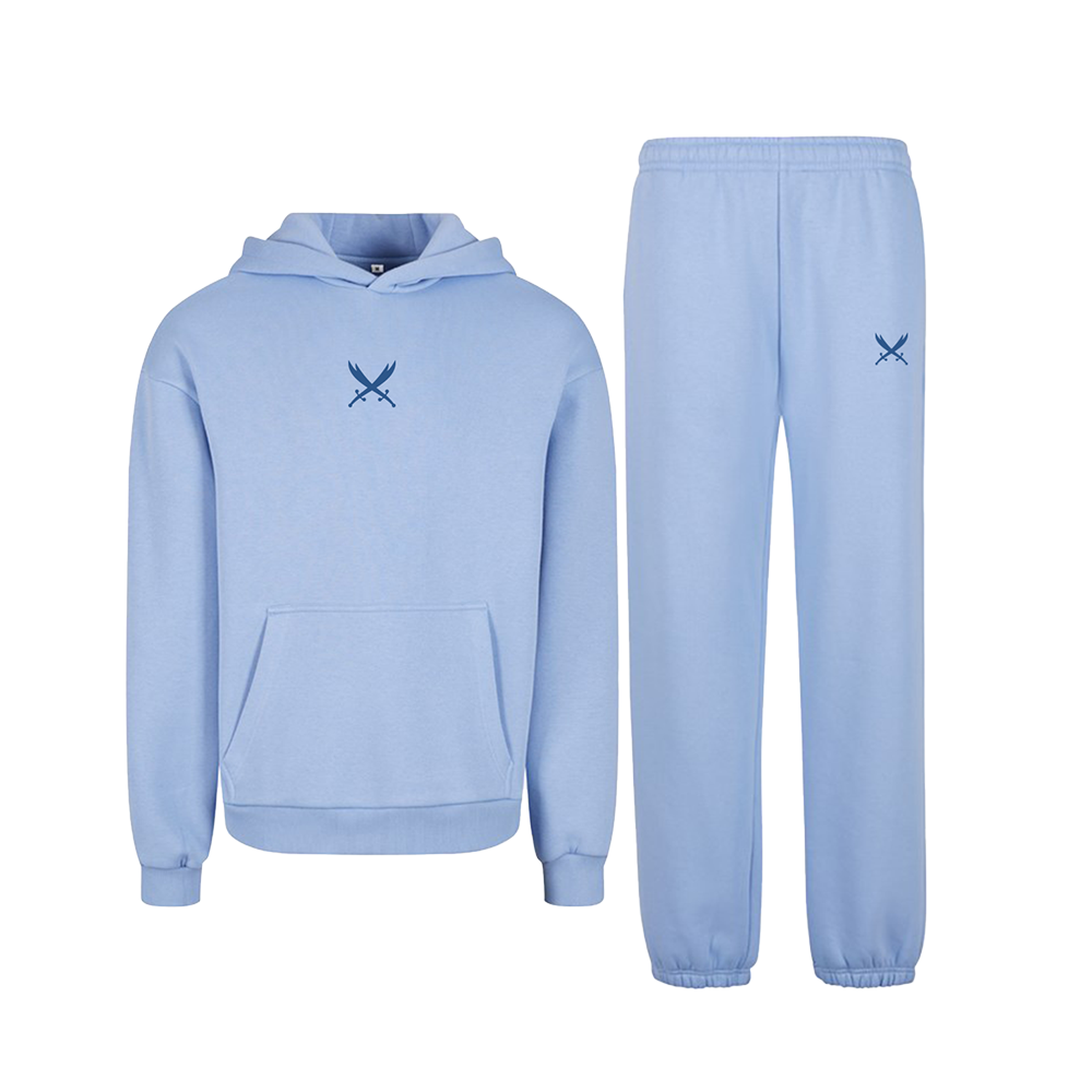 Ghazi GZ1 Embroidered Powder Blue Sweat Pants Tracksuit