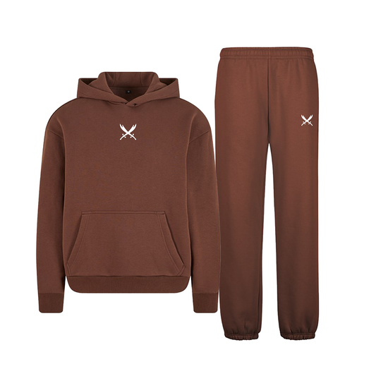 Ghazi GZ1 Embroidered Brown Sweat Pants Tracksuit