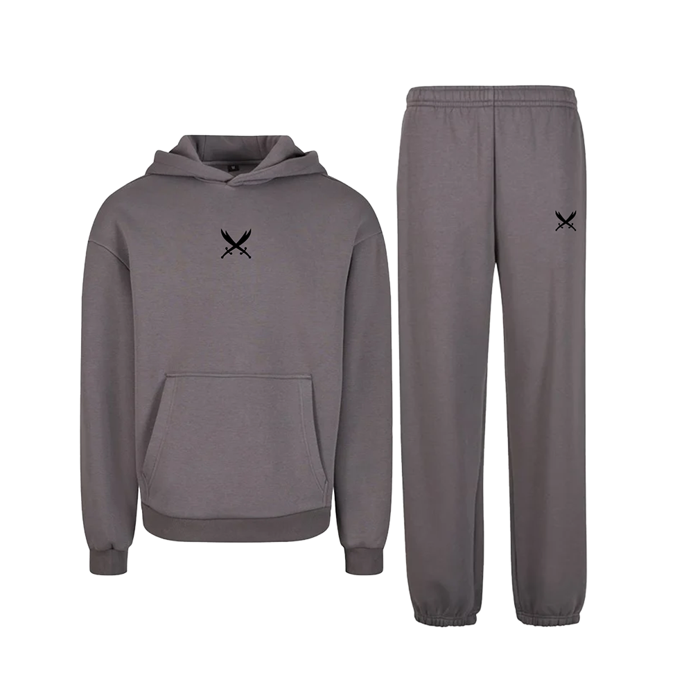 Ghazi GZ1 Embroidered Charcoal Sweat Pants Tracksuit