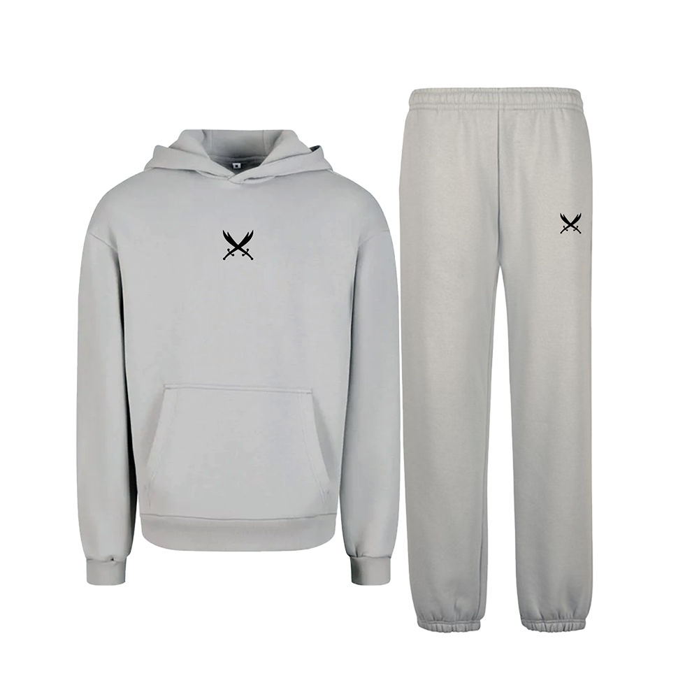 Ghazi GZ1 Embroidered Grey Sweat Pants Tracksuit