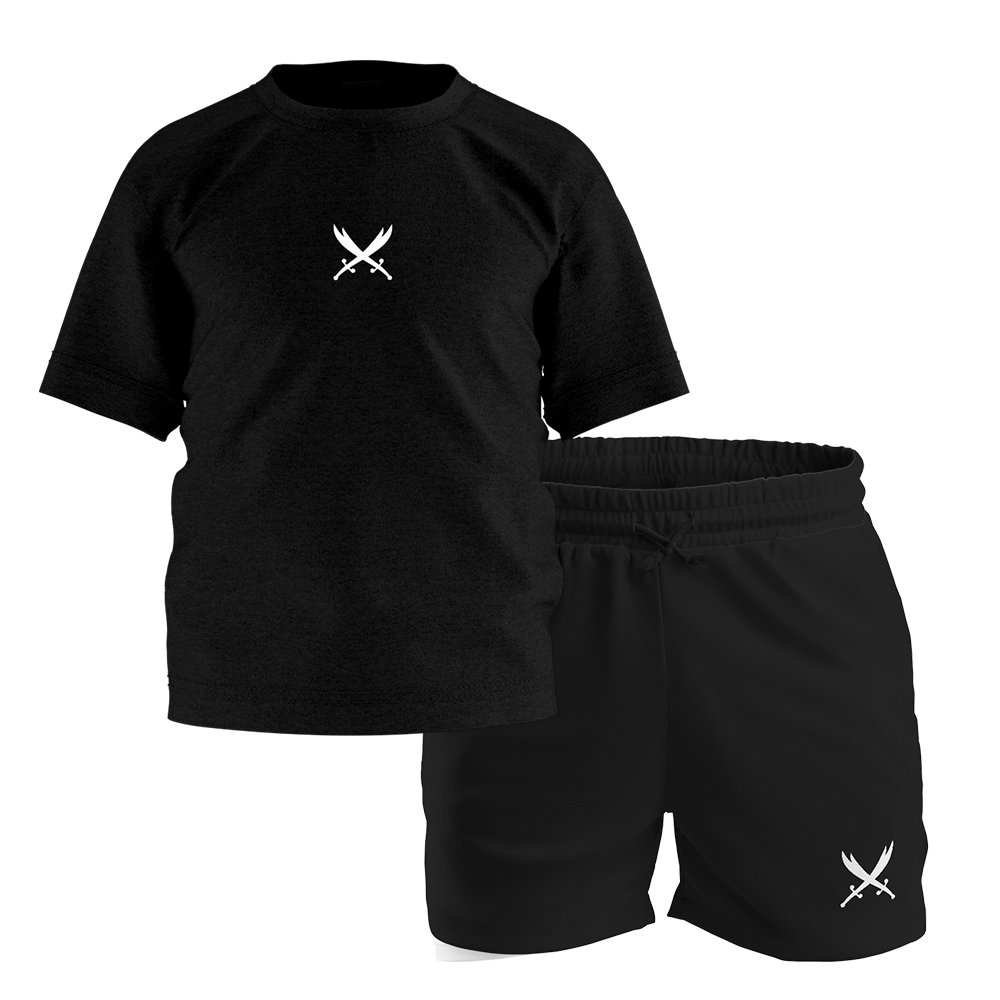 Ghazi Kids GZ1 Tech-Fit Black T-Shirt & Shorts Set
