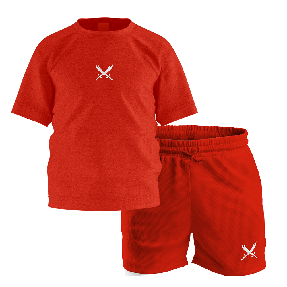Ghazi Kids GZ1 Tech-Fit Red T-Shirt & Shorts Set