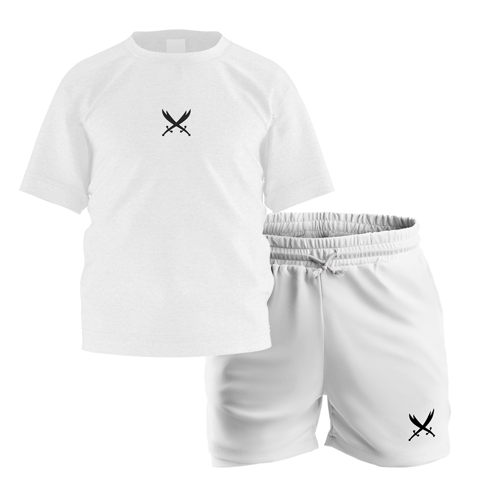 Ghazi Kids GZ1 Tech-Fit White T-Shirt & Shorts Set