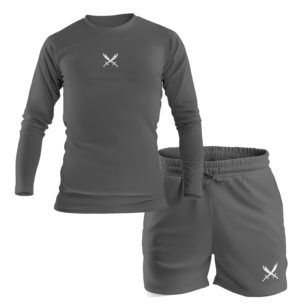 Ghazi GZ1 Tech-Fit Charcoal Long Sleeve T-Shirt & Shorts Set