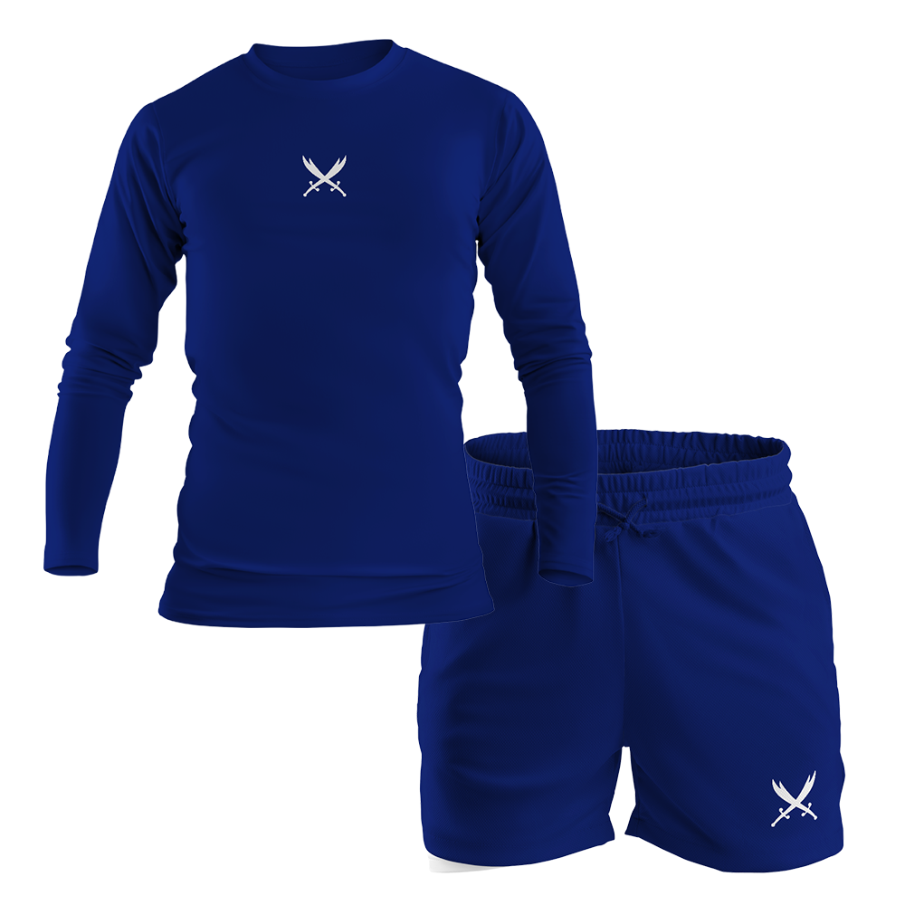 Ghazi GZ1 Tech-Fit Navy Long Sleeve T-Shirt & Shorts Set