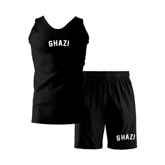 Ghazi Cool Lightweight Black Vest & Shorts Set