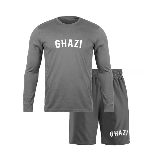 Ghazi Cool Lightweight Charcoal Long Sleeve T-Shirt & Shorts Set