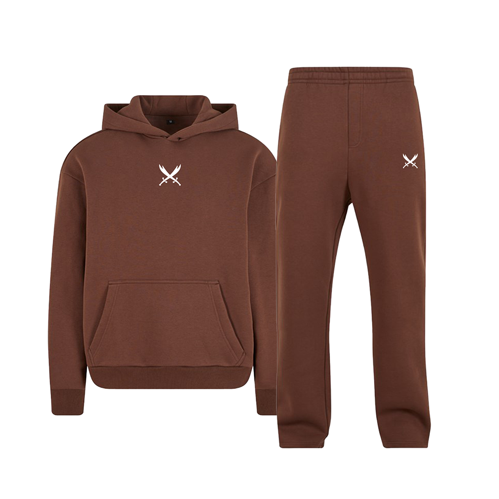 Ghazi GZ1 Embroidered Brown Track Pants Tracksuit