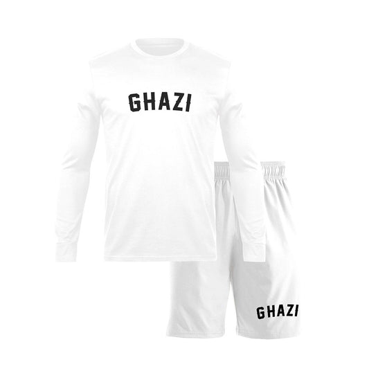 Ghazi Cool Lightweight White Long Sleeve T-Shirt & Shorts Set